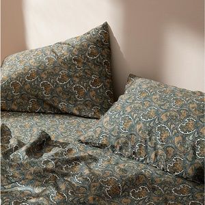 Twin green and brown paisley bamboo rayon sheet set NWT